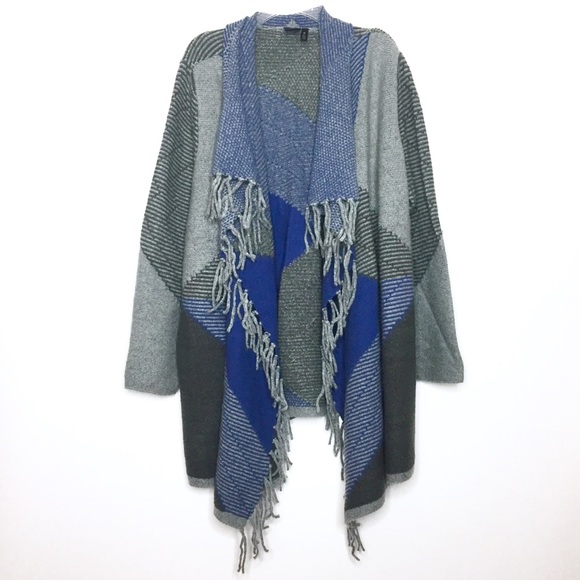 Rafaella Colorblock Fringe Open Front Cardigan 3X - Picture 1 of 8